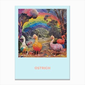 Ostrich Rainbow Poster 1 Canvas Print