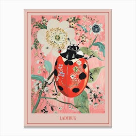 Floral Animal Painting Ladybug 2 Poster Canvas Print