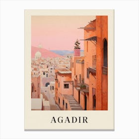 Agadir Morocco 4 Vintage Pink Travel Illustration Poster Canvas Print