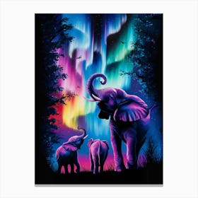 Aurora Elephants Canvas Print