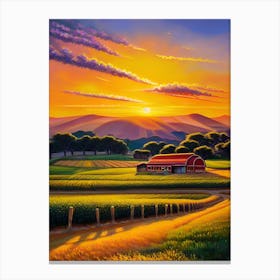 Sunset At The Farm By Person 2 Canvas Print