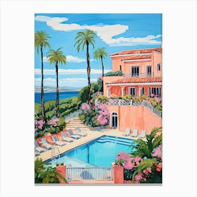 The Resort At Pelican Hill   Newport Beach, California   Resort Storybook Illustration 2 Canvas Print