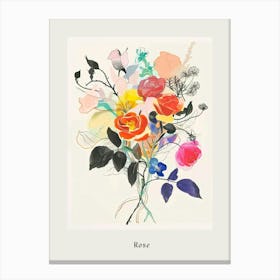 Rose 5 Collage Flower Bouquet Poster Canvas Print