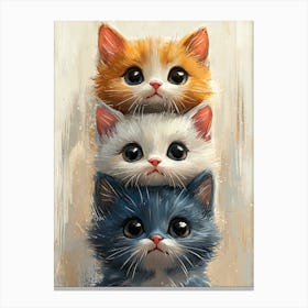 Cute Cats Stacked Together Canvas Print