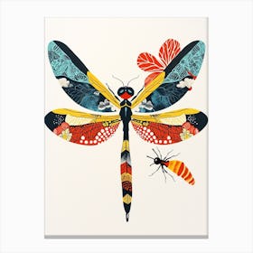 Colourful Insect Illustration Damselfly 1 Canvas Print