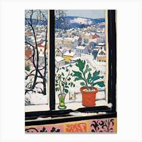 The Windowsill Of Bergen   Norway Snow Inspired By Matisse 4 Canvas Print