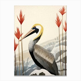 Bird Illustration Brown Pelican 2 Canvas Print