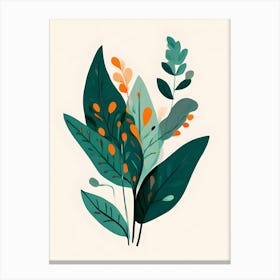 Illustration Of Leaves And Flowers Canvas Print