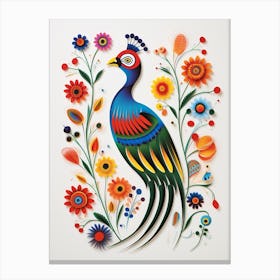 Scandinavian Bird Illustration Pheasant 3 Canvas Print