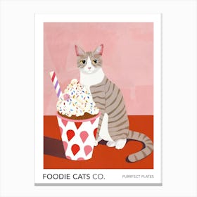 Foodie Cats Co Cat And Sundae 2 Canvas Print