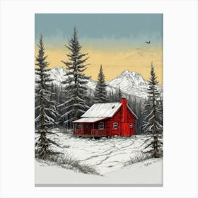 Cabin In The Snow Canvas Print