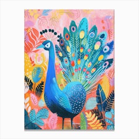 Peacock Colourful Patterns Canvas Print
