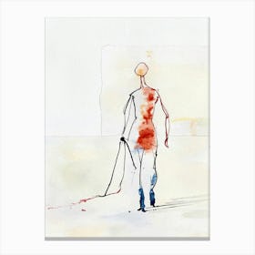 Lonely Man Line Art and Watercolor Painting Canvas Print