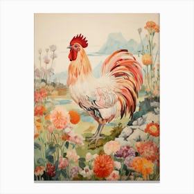 Rooster 4 Detailed Bird Painting Canvas Print