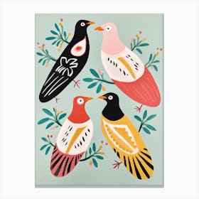 Folk Style Bird Painting Seagull 2 Canvas Print