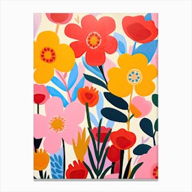 Whimsical Flower Waltz; Inspired By Henri Matisse Chromatic Blooms Canvas Print