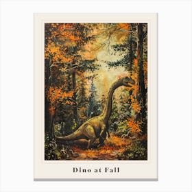 Dinosaur In An Autumnal Forest 1 Poster Canvas Print