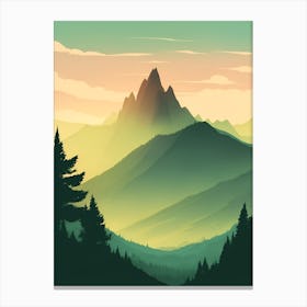 Misty Mountains Vertical Composition In Green Tone 80 Canvas Print