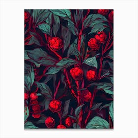 Seamless Pattern With Red Berries Canvas Print