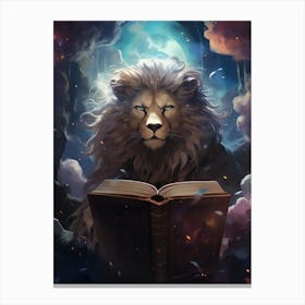 Lion Reading A Book 1 Canvas Print
