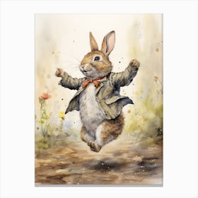 Bunny Dancing Rabbit Prints Watercolour 3 Canvas Print