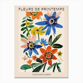 Spring Floral French Poster  Passionflower 1 Canvas Print