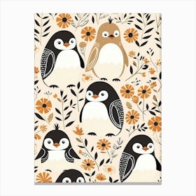 Floral Cute Baby Penguin Nursery (12) Canvas Print
