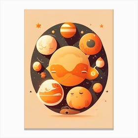 Heliocentric Kawaii Kids Space Canvas Print
