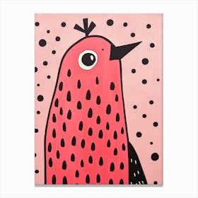 Pink Polka Dot Woodpecker Canvas Print