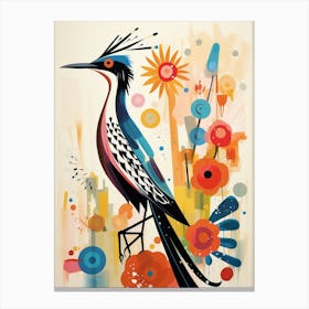 Bird Painting Collage Roadrunner 4 Canvas Print