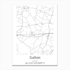 Galten,Denmark Minimalist Map Canvas Print