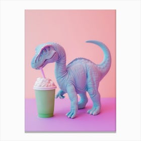 Pastel Toy Dinosaur With A Matcha Latte 1 Canvas Print