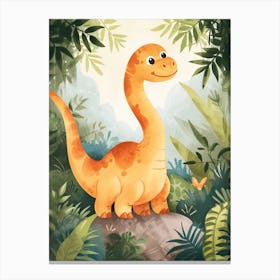 Cute Cartoon Corythosaurus Dinosaur Canvas Print