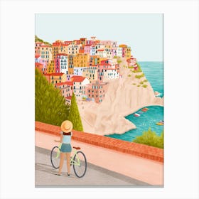 Cinque Terre Illustration Print Toile