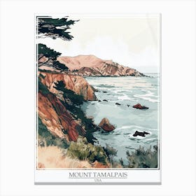 Mount Tamalpais Usa Color Line Drawing 2 Poster Canvas Print