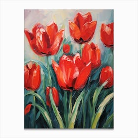 Red Tulip Valentine's Day Oil Painting Canvas Print