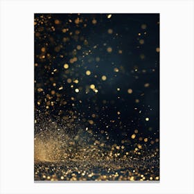 Golden Sparkles On Black Background Canvas Print