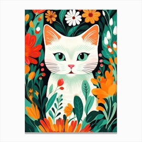 Cat In Flowers 2 Canvas Print