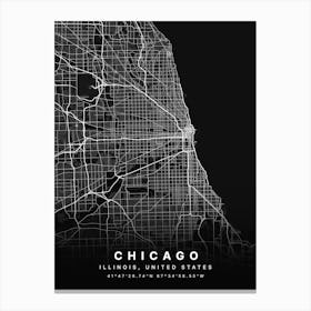 Chicago Illinois USA Black Map Canvas Print