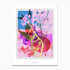 Gypsophila (Baby S Breath) 3 Neon Flower Collage Poster Canvas Print