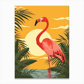 Greater Flamingo Rio Lagartos Yucatan Mexico Tropical Illustration 10 Canvas Print