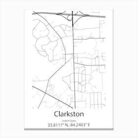 Clarkston,United States Minimalist Map 1 Canvas Print