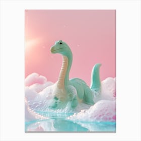 Pastel Toy Dinosaur In The Bubble Bath 1 Canvas Print