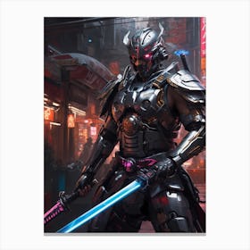 Cyborg Samurai Drawing Their Swords Canvas Print