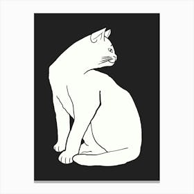 Sitting White Kitty Canvas Print