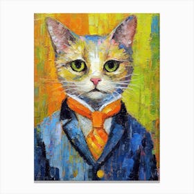 Catwalk Couture; Feline Fashion In Oil Painting Canvas Print