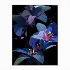Blue Flowers In The Dark Canvas Print