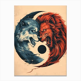 Badass Lion And Wolf 8 Canvas Print