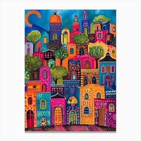 Kitsch Colourful Mexico Cityscape 3 Canvas Print
