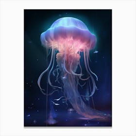 Lions Mane Jellyfish Neon Illustration 8 Canvas Print